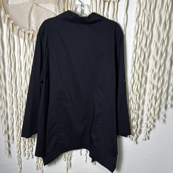 INAE Collection Lagenlook Black Tab Sleeve Wide Collar A-Line Tunic Top Large - Picture 8 of 11